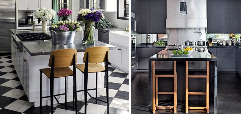 black and white kitchen islands