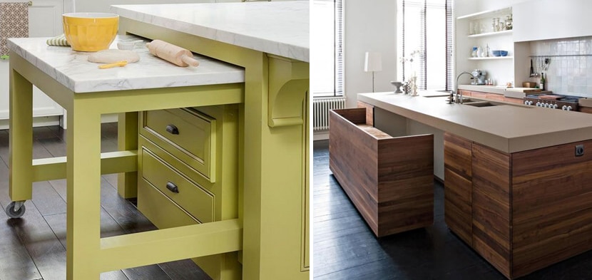 kitchen island pull out benches