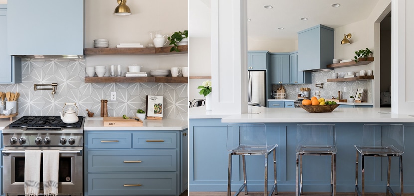 blue hand painted kitchen