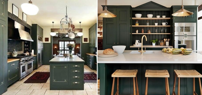 dark green hand painted kitchen popular colours