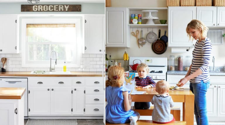 family-friendly hand painted kitchen