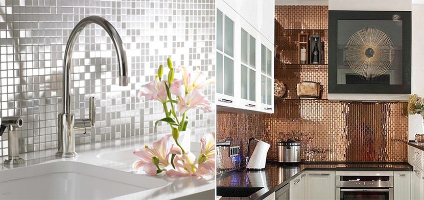 metallic mosaic backsplashes