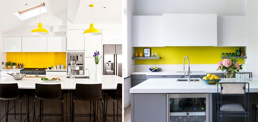 yellow colour pop kitchen backsplash ideas