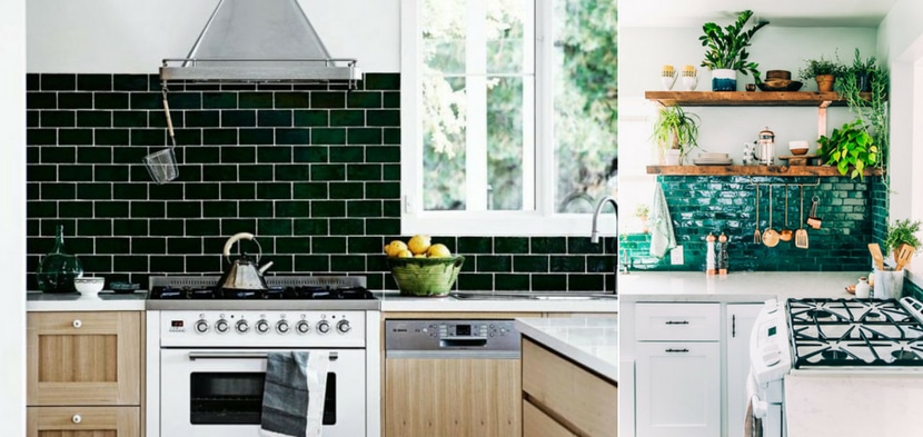 Modern Kitchens with Green Metro Tile