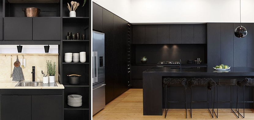 matte black kitchen cabinet