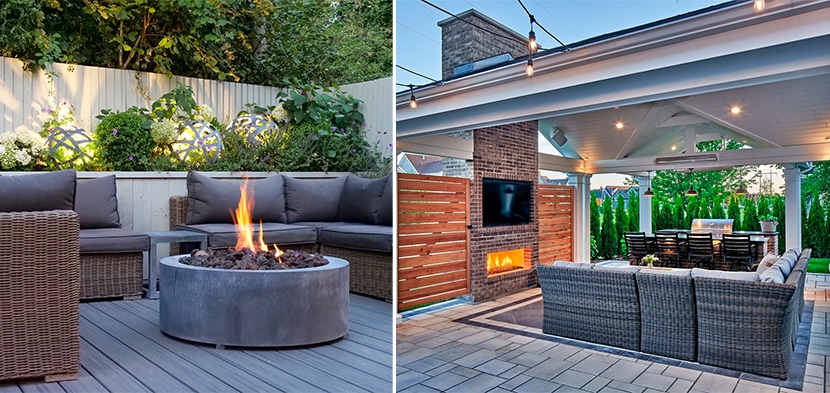 outdoor kitchen fire-pit fireplace